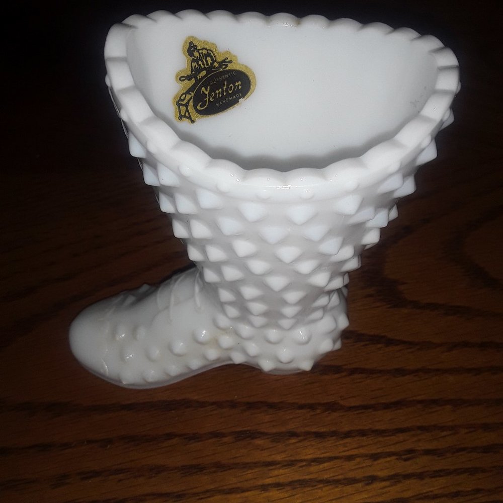 Vintage Milkglass Hobnail Boot